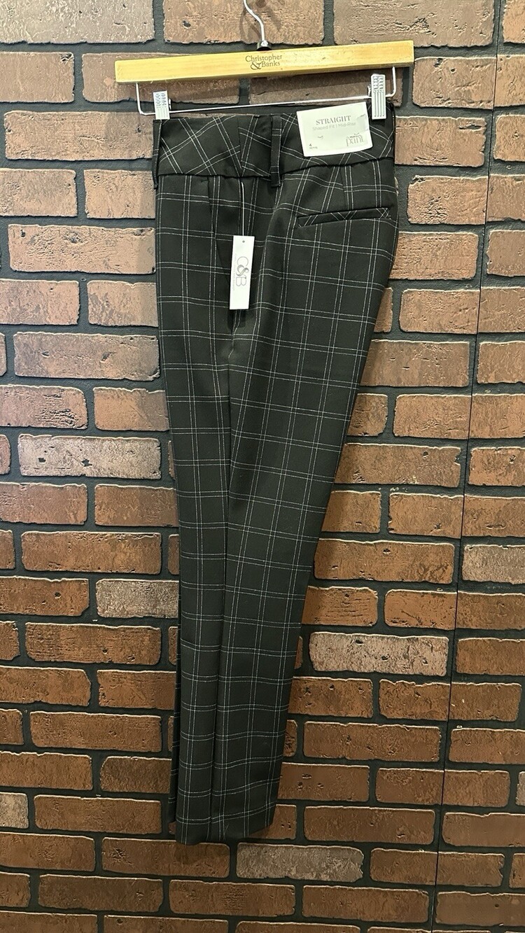 Christopher & Banks Straight Shaped Women's Mid-Rise Black Pants 4P New w/Tags